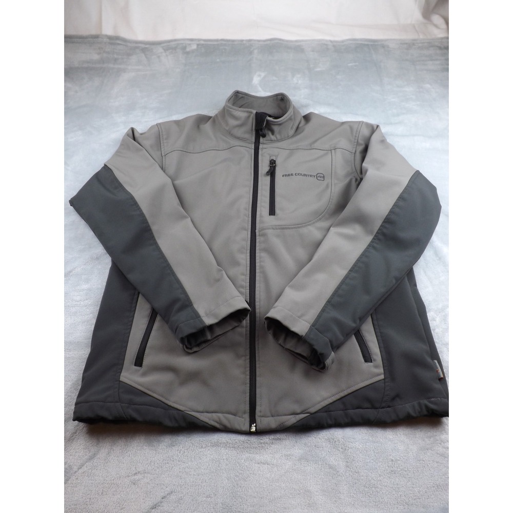 Free Country Jacket Men's Sz M Gray Water & Wind Resistant Full Zip Fleece Lined